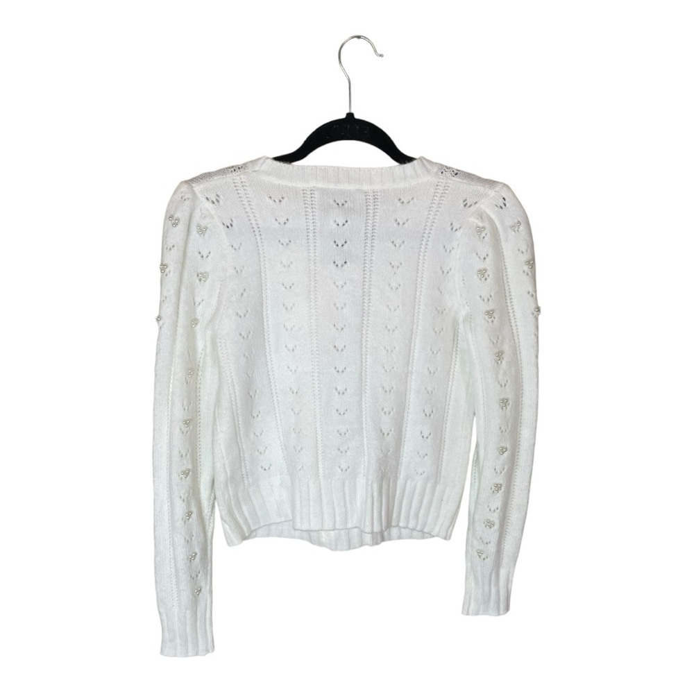 Industry‎ Republic Clothing White Long Sleeve Sweater Pearls Ruffles Size Medium - Picture 2 of 9